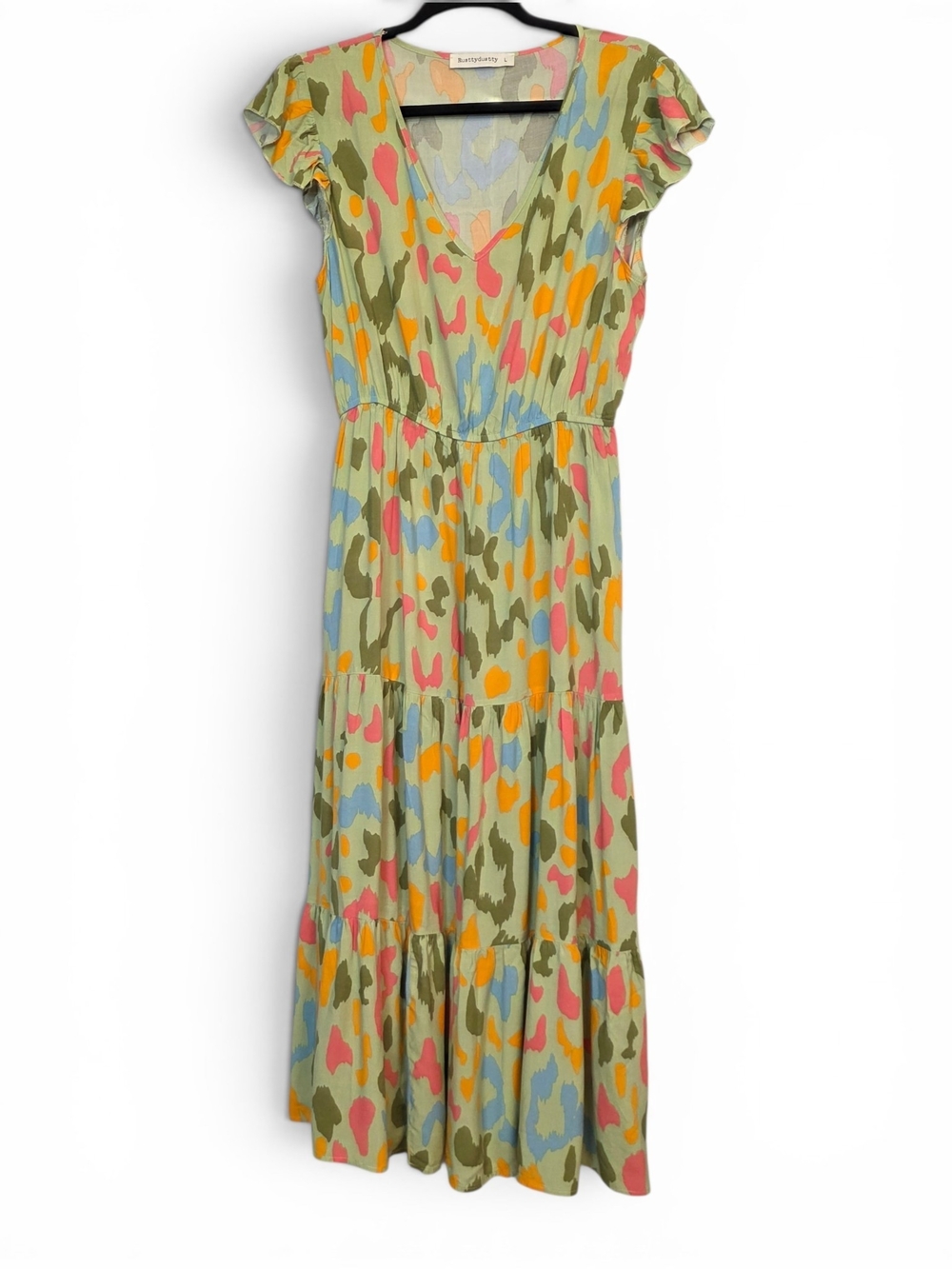 Rusty Dusty Women’s V‑Neck Tiered Maxi Dress in Multi Color - Picture 5 of 7